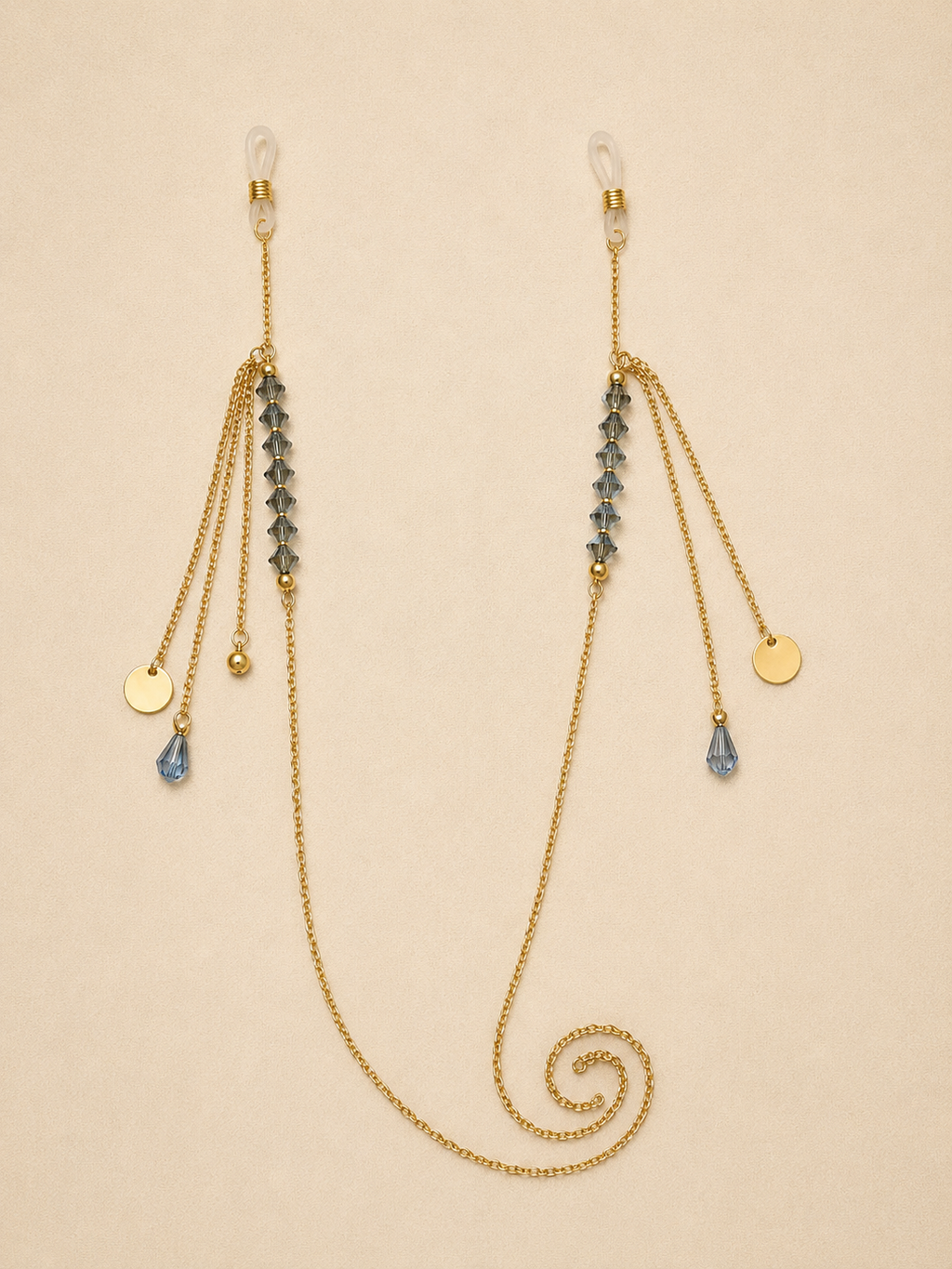 Chaîne Porte-Lunettes Élégante avec Perles Bleues
