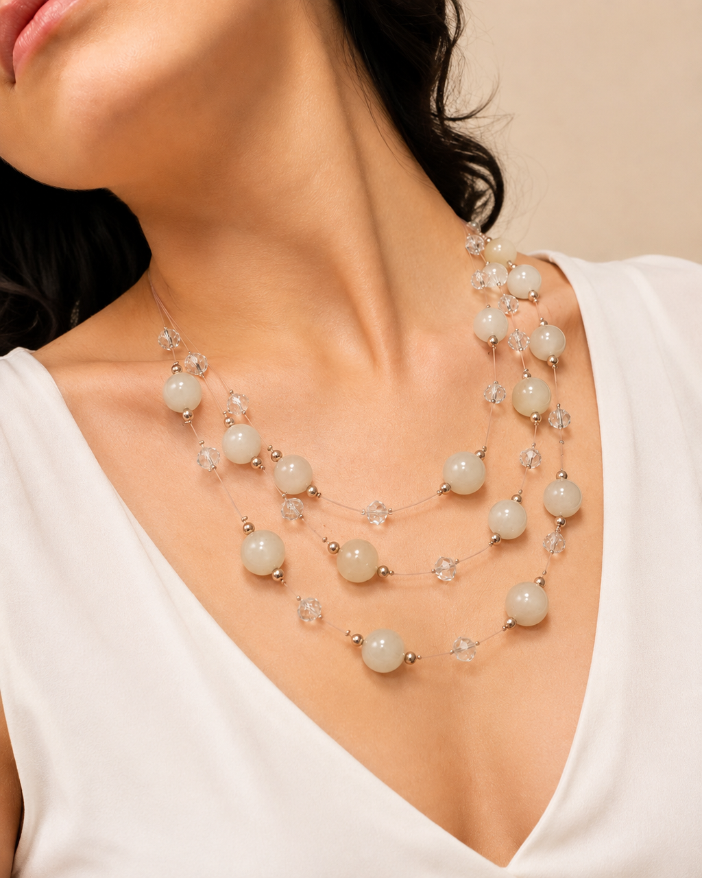 Ensemble Collier &amp; Boucles d'Oreilles – Perles Blanches Élégantes
