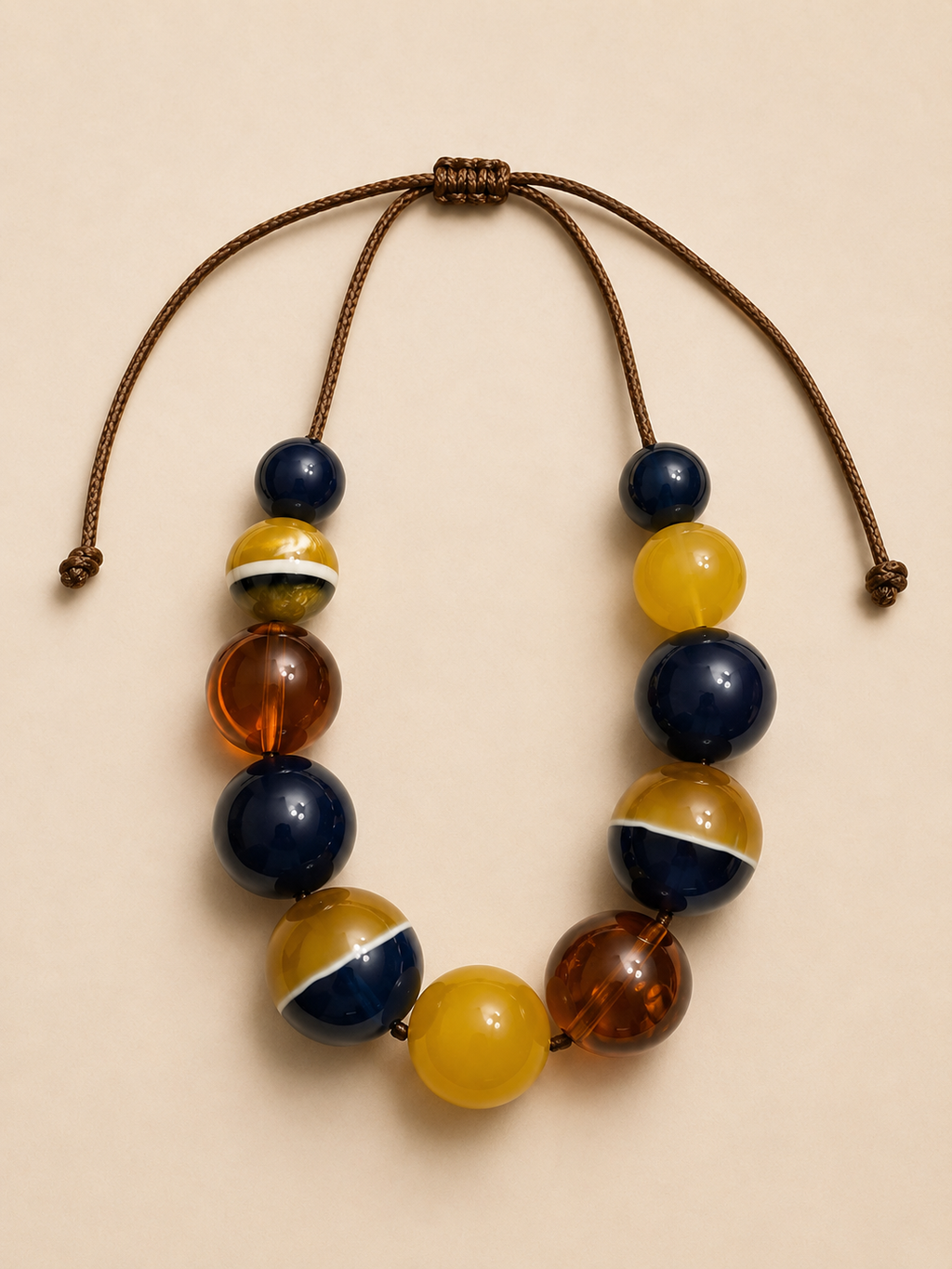 Collier Ajustable à Grosses Perles Multicolores