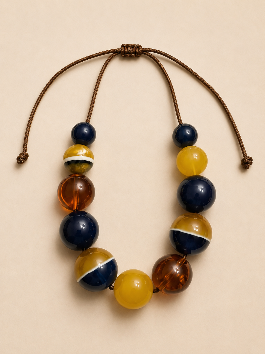 Collier Ajustable à Grosses Perles Multicolores