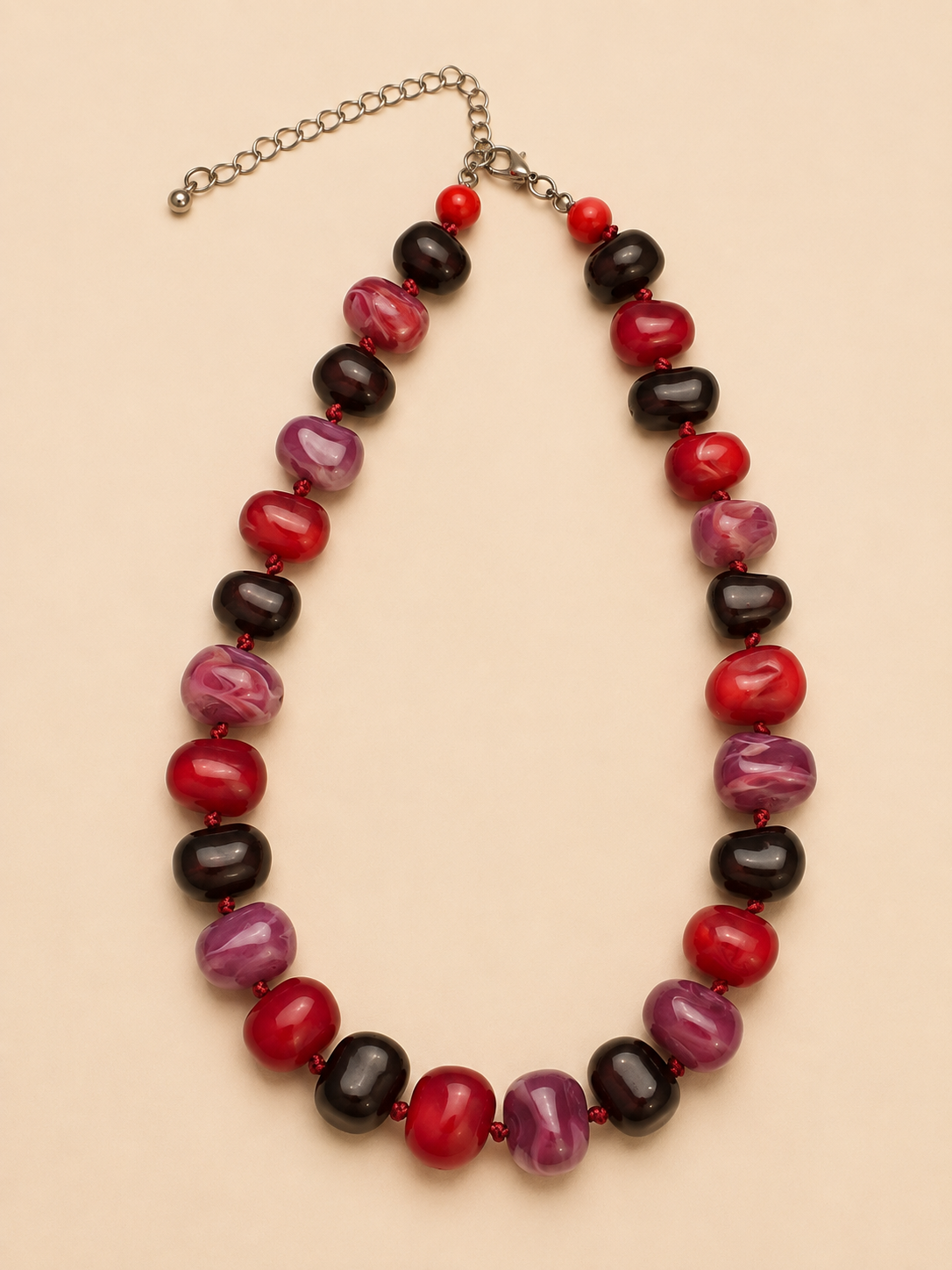 Collier Fantaisie Multicolore à Grosses Perles